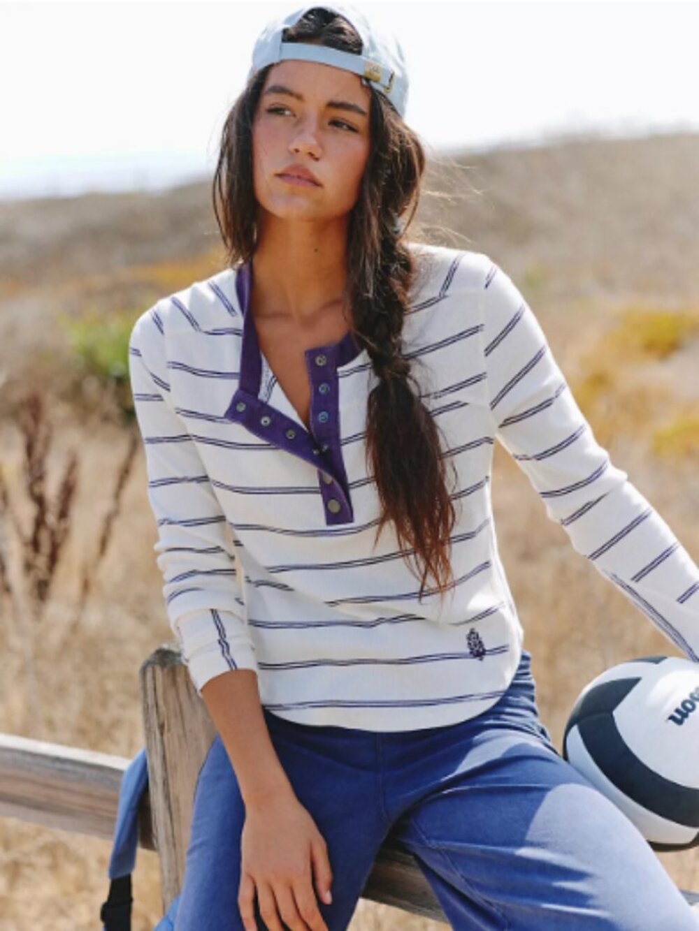 (MER-1) Free People Cool Down Striped Crew